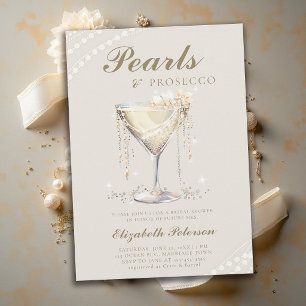 Invitation Perles Prosecco Ivoire Élégant Brunch Enterrement
