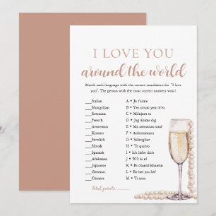 Invitation Perles & Prosecco Je T'Aime Autour du Monde Jeu