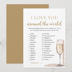 Invitation Perles & Prosecco Je T'Aime Autour du Monde Jeu