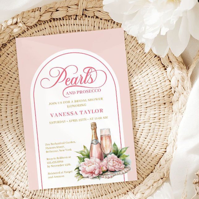 Invitation Perles romantiques et prosecco invitent l'aquarell (Romantic pearls and prosecco invite watercolor

)