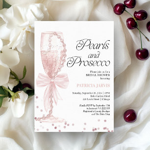 Invitation Perles Rose à Ruban et Prosecco pour une Baby Show