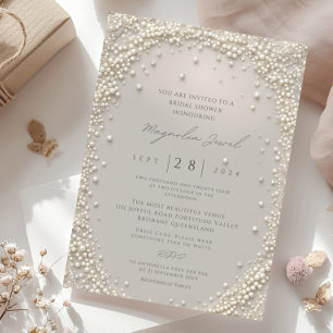 Invitation Perles rose pastel élégantes et modifiables avec d