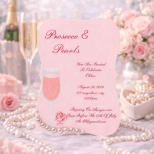 INVITATION PERLES ROSES & BRIDAL SHOWER PROSECCO 