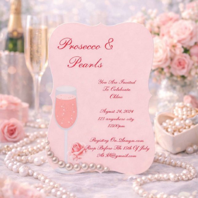 INVITATION PERLES ROSES & BRIDAL SHOWER PROSECCO  (Créateur téléchargé)