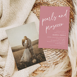 Invitation Perles roses et apéritif de mariage Photo Prosecco