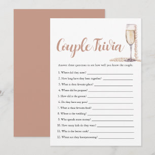 Invitation Perles Roses & Prosecco Jeu de Quiz Mariage Couple