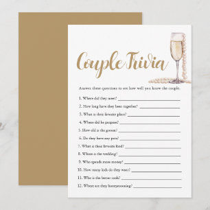 Invitation Perles Roses & Prosecco Jeu de Quiz Mariage Couple