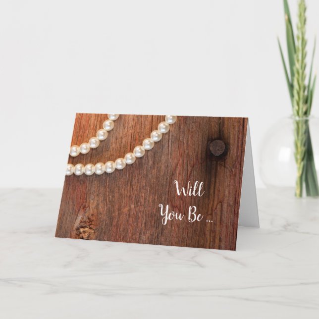 Invitation Perles Rustiques Barn Wood Serez-Vous Ma Femme D'A (Devant)