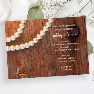Invitation Perles rustiques Grange Wood Country Engagement Pa