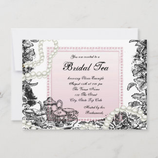 Invitation Perles Vintage et Thé de Mariage Rose