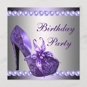 Invitation Perles violet talons hauts Chaussures fête d'anniv