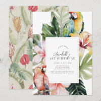Perroquet botanique tropical floral, 1er anniversa