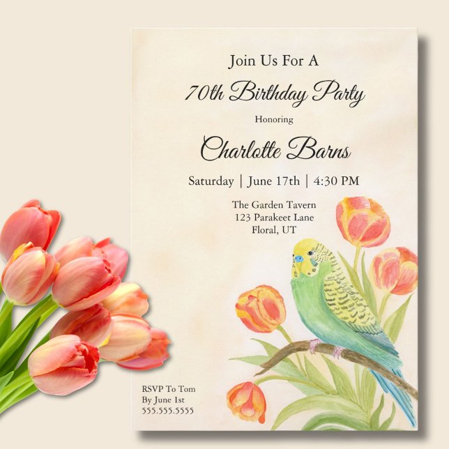 Invitation Perroquet de fête pour 70e anniversaire avec Tulip (Créateur téléchargé)