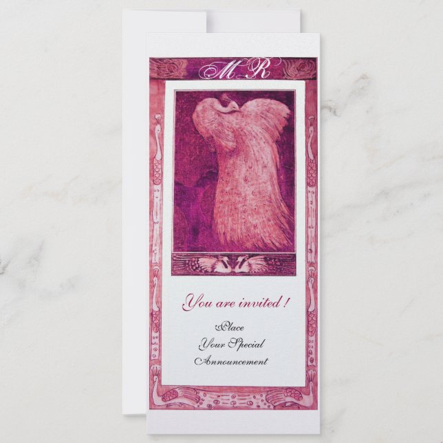 Invitation PERRUCHE AMOUR MARIAGE MONOGRAMME Perle Rose Blanc (Devant)