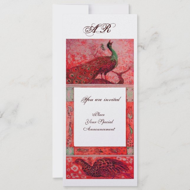 Invitation PERRUCHES AMOUR MARIAGE MONOGRAMME glace métalliqu (Devant)