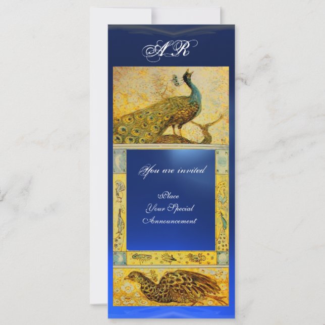 Invitation PERRUCHES AMOUR MARIAGE MONOGRAMME marron bleu jau (Devant)