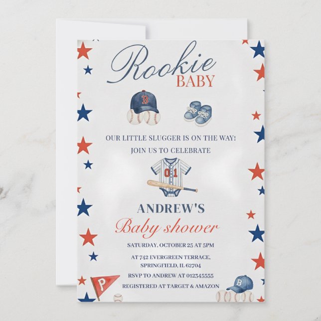 Invitation Personal Baseball Baby Shower team party (Devant)
