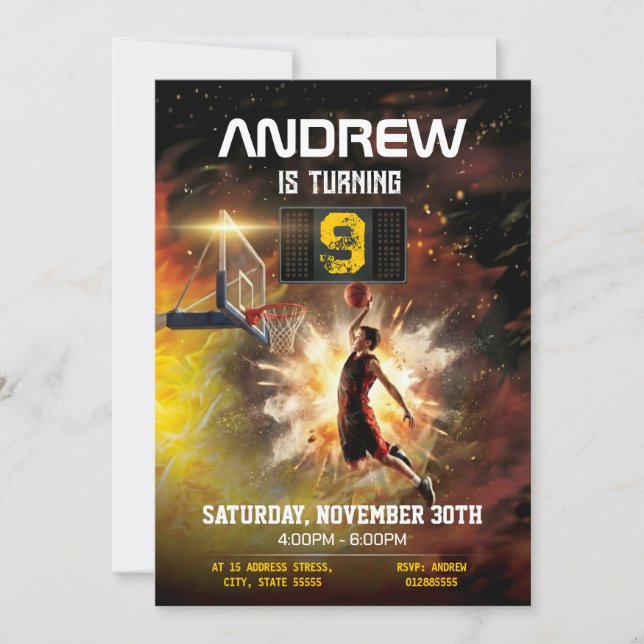 Invitation Personal Basketball Printable Birthday (Devant)