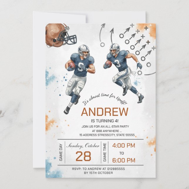Invitation Personal football birthday party (Devant)