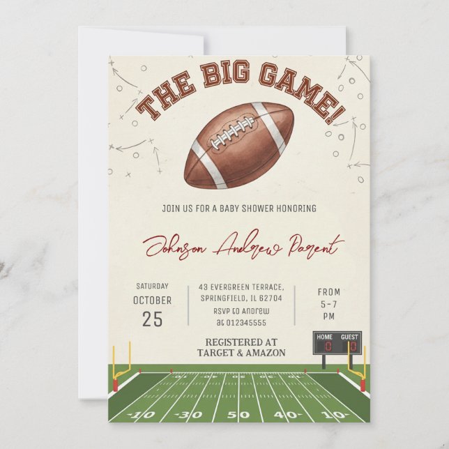 Invitation Personal Little Baby Boy Football Baby Shower (Devant)