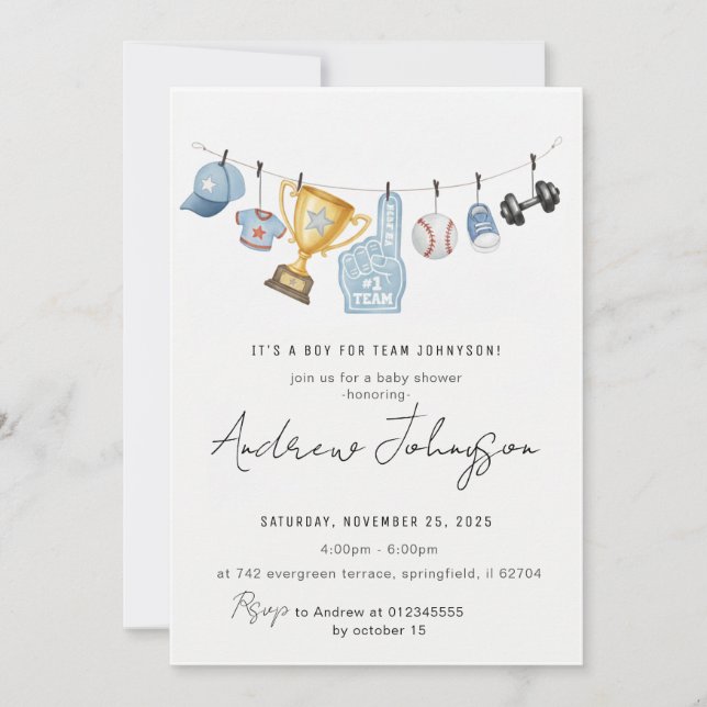 Invitation Personal Sports Baby Shower Bundle (Devant)
