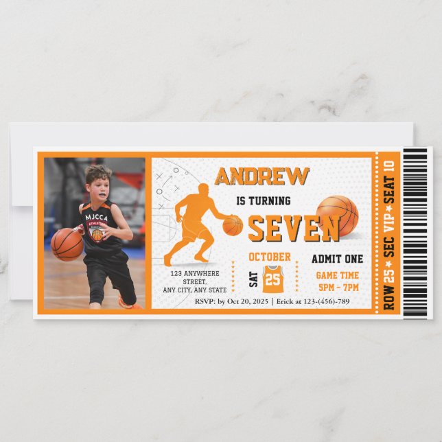 Invitation Personal VIP Basketball Game Birthday Ticket (Devant)