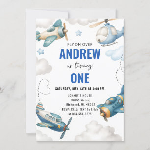 Invitation PersonalAvion 1er fête d'anniversaire pour garçon 