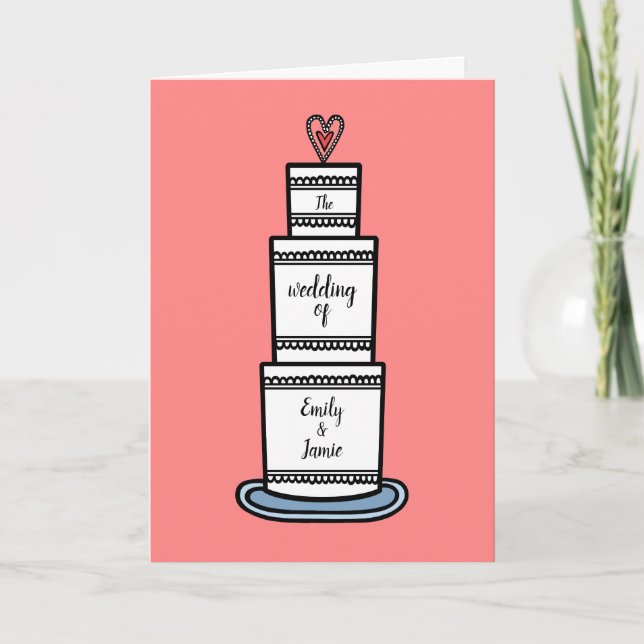 Invitation Personalised Wedding Cake Illustration Wedding (Devant)