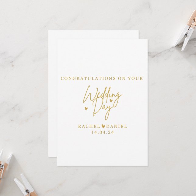 Invitation Personalised Wedding Day Card - Happily Ever After (Devant/Arrière en situation)