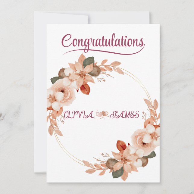 Invitation Personalised Wedding Floral Card | Newly Married  (Devant)