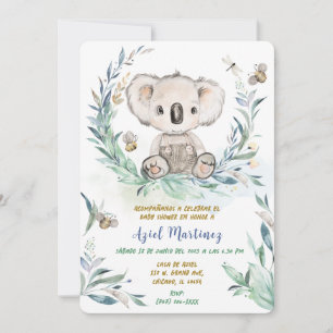 Invitation Personalizada Koala Boy Baby shower
