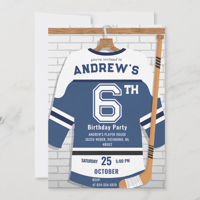 Invitation Personalize Digital Hockey Birthday Party (Devant)