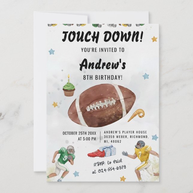 Invitation Personalize Sport Football Birthday (Devant)