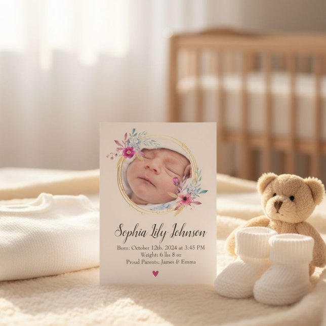 Invitation Personalized baby birth card - Welcome baby girl  (Créateur téléchargé)