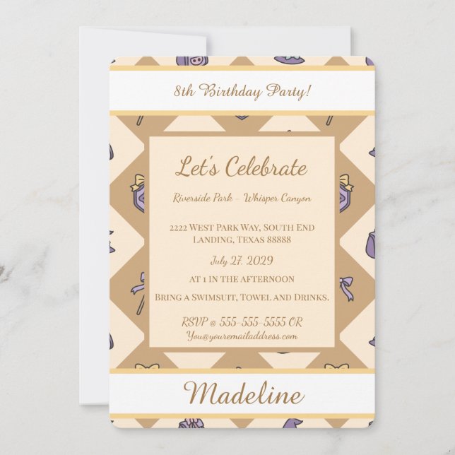 Invitation Personalized Birthday Academy Wizard School Gold (Devant)