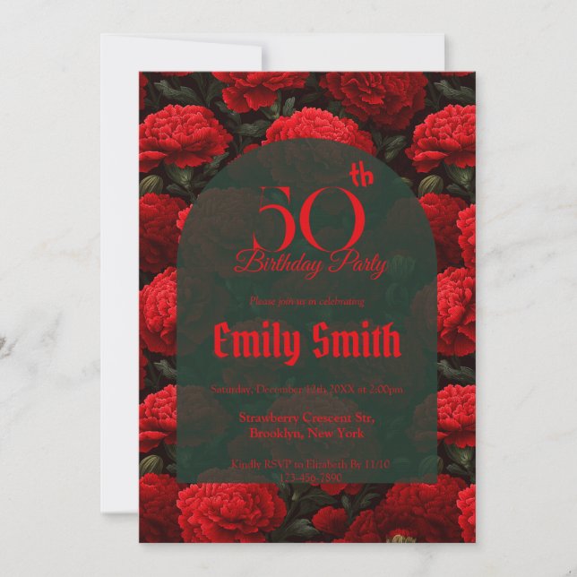 Invitation Personalized Carnation Fantasy Beach Party (Devant)