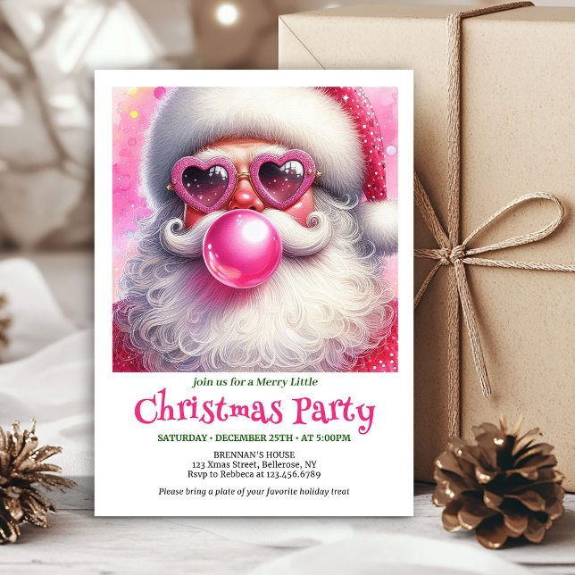 Invitation Personalized Funny Santa Heart Glasses Christmas   (Personalized Funny Santa Heart Glasses Christmas Invite

)
