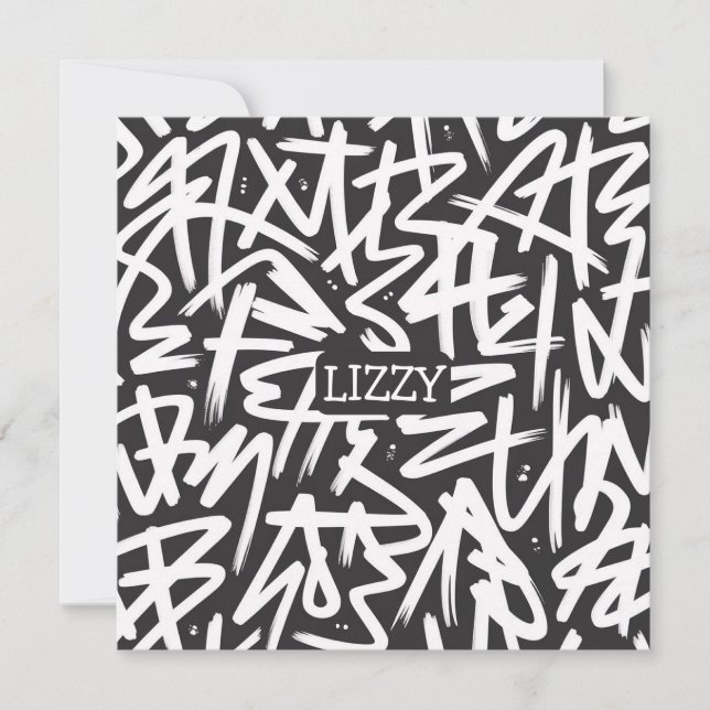Invitation Personalized Graffiti Name Pattern — Custom Urban (Devant)