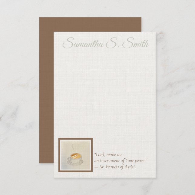 Invitation Personalized Heart Coffee Cup Flat Note Card (Devant / Derrière)