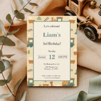 Invitation Personalized Kids Train Birthday Party