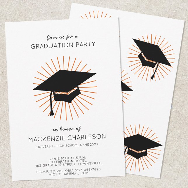 Invitation Personalized Minimalist Graduation Cap Party (Modern personalized graduation party invitation)