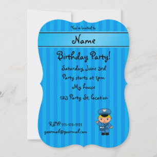 Invitation Personalized name mailman blue stripes