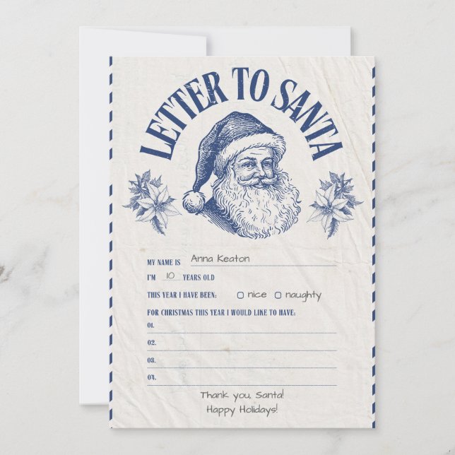 Invitation Personalized Official North Pole Letter From Santa (Devant)