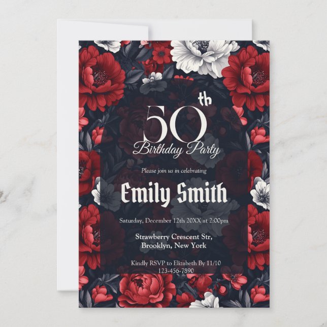 Invitation Personalized Rose Luxury Spring Birthday (Devant)