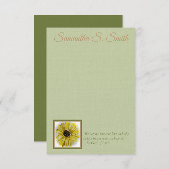 Invitation Personalized Sunflower Flat Note Card (Devant / Derrière)