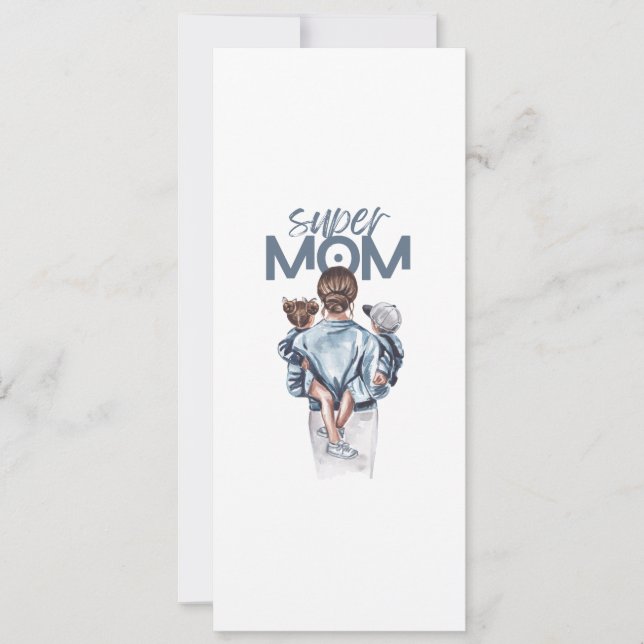 Invitation Personalized Super Mom with Son and Daughter Gift  (Devant)