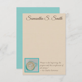 Invitation Personalized Teal Heart Coffee Cup Flat Note Card
