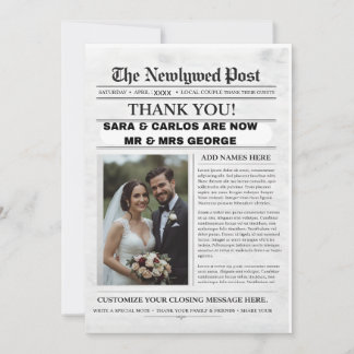 Invitation Personalized Wedding Newspaper Poster | Newlywed