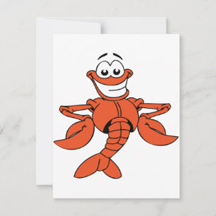 Invitation Personnage de homard de dessin animé souriant