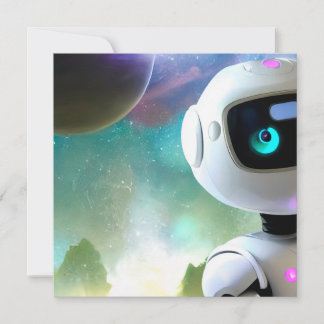 Invitation Personnage de Robot Amical Rétro Futuriste